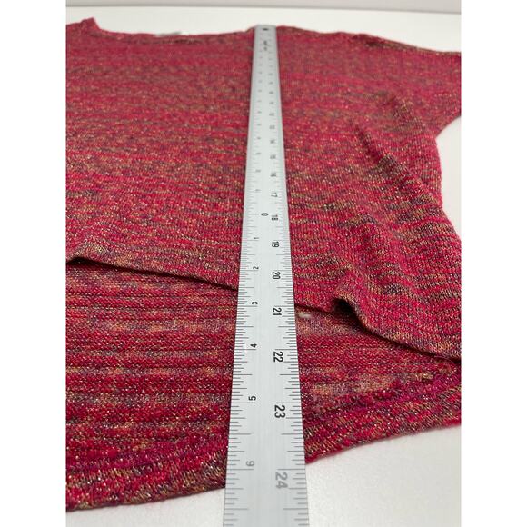 Dress Barn Knit Sweater Pullover Red Gold Plus Size 1X Sparkle Holiday Metallic - Picture 7 of 9